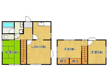 筑豊電気鉄道 感田駅 徒歩38分 2階建 築35年(3LDK)の間取り写真