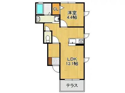 サンハイム(1LDK/1階)の間取り写真