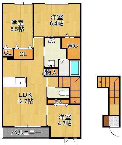 パルティール B棟(3LDK/2階)の間取り写真