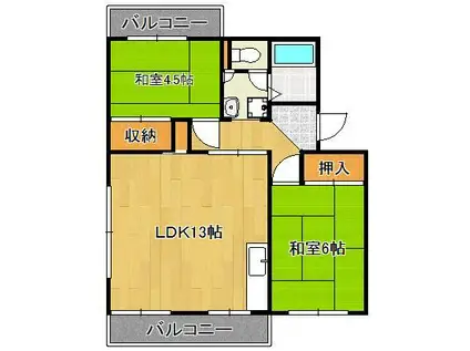 直方COMODO(2LDK/2階)の間取り写真