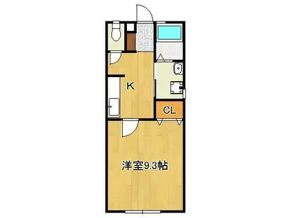 GREEN GABLES 華里(1K/1階)の間取り写真