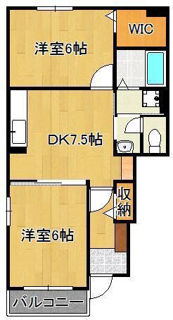 ロワンテール1(2DK/1階)の間取り写真