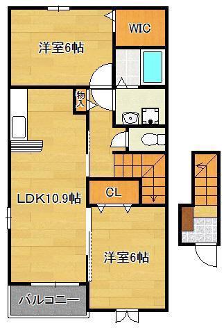 ロワンテール2(2LDK/2階)の間取り写真