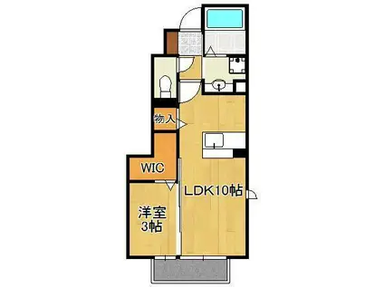 フォレスト三ヶ森(1LDK/1階)の間取り写真