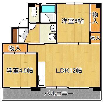 ビレッジハウス直方東 3号棟(2LDK/2階)の間取り写真