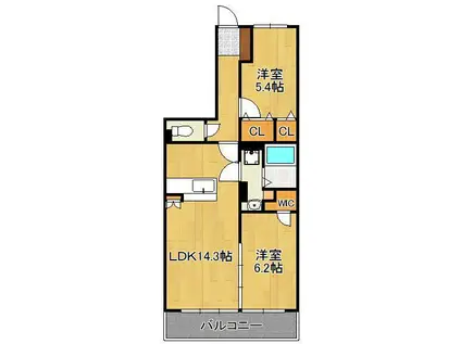 エスポワール2(2LDK/4階)の間取り写真