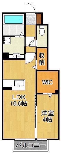 コスモ木屋瀬 A棟(1LDK/1階)の間取り写真