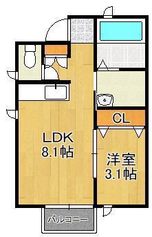 コンフォートテラス感田(1LDK/1階)の間取り写真