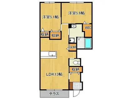 キャンファ・マンション4(2LDK/1階)の間取り写真