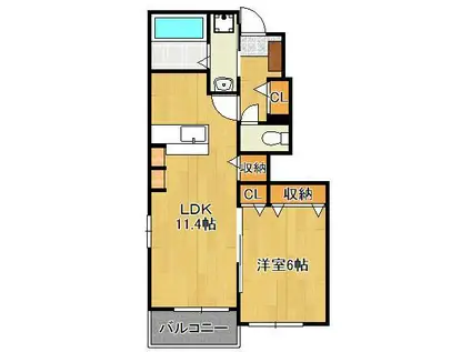 リオ・グランデ直方1番館(1LDK/1階)の間取り写真