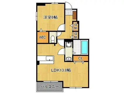 リオ・グランデ直方2番館(1LDK/1階)の間取り写真