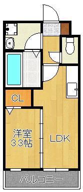 サンシティ直方(1LDK/1階)の間取り写真