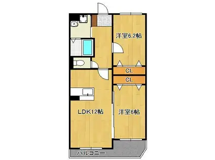 セレーナ直方Ⅱ(2LDK/2階)の間取り写真