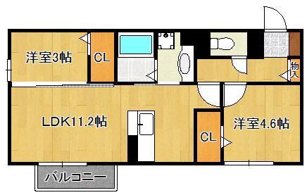 D-ROOM的場町(2LDK/2階)の間取り写真