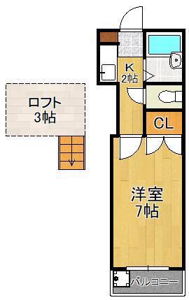 ハーモニー引野(1K/1階)の間取り写真