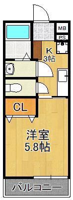 DK.RELACIONES A棟(1K/2階)の間取り写真
