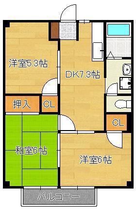 メゾン大樹B(3DK/2階)の間取り写真