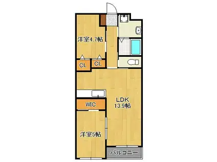 キャンファマンションⅤ(2LDK/3階)の間取り写真