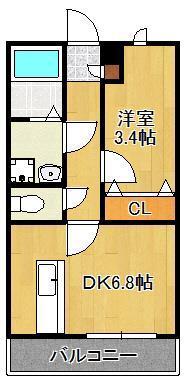 チェリーブロッサム感田(1DK/1階)の間取り写真