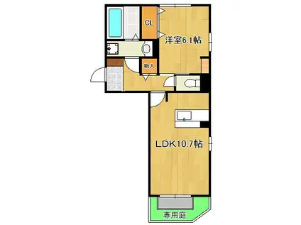 クローバー(1LDK/1階)の間取り写真