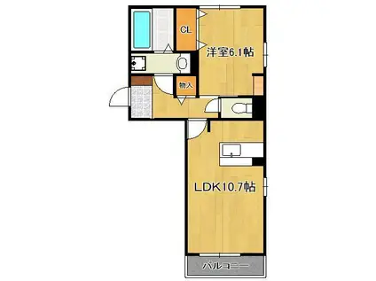 クローバー(1LDK/3階)の間取り写真