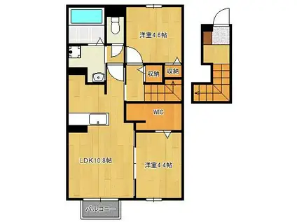 ドゥ・マリアージュ Ⅲ(2LDK/2階)の間取り写真