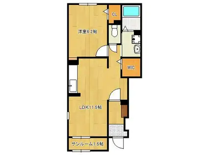 アライブ馬場山緑 Ⅱ(1LDK/1階)の間取り写真