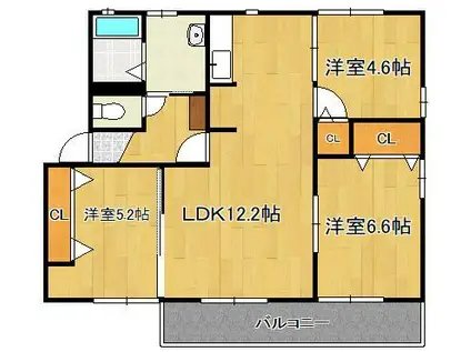 アルカディア F棟(3LDK/1階)の間取り写真