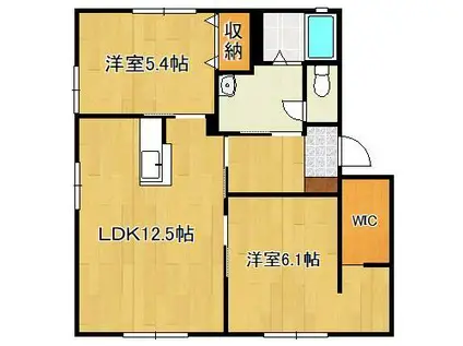 ファーネス C棟(2LDK/1階)の間取り写真