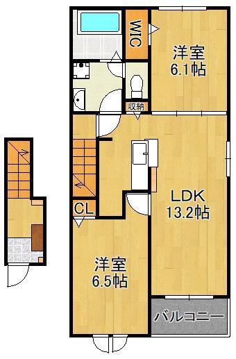 バランタインⅡ(2LDK/2階)の間取り写真