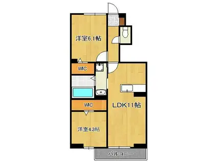 DROOM大原(2LDK/1階)の間取り写真