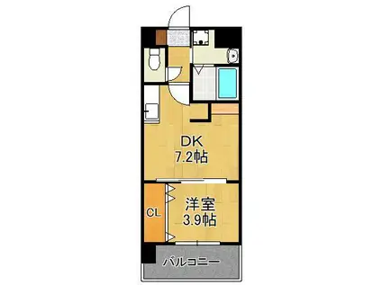 コンダクトレジデンスSANGAMORI(1DK/4階)の間取り写真