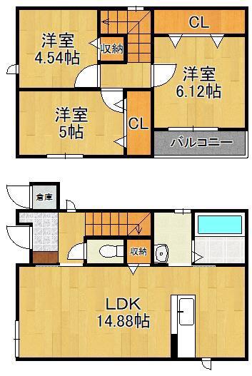 筑豊電気鉄道 西山駅(福岡) 徒歩4分 2階建 築2年(3LDK)の間取り写真