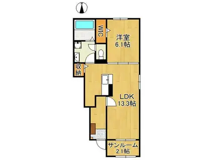 エスポワール馬場(1LDK/1階)の間取り写真