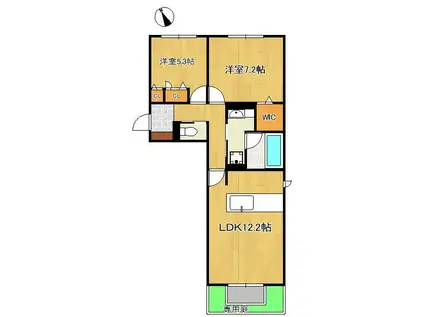 プレステージⅣ(2LDK/1階)の間取り写真