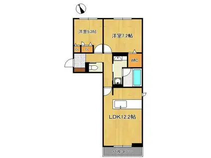 プレステージⅣ(2LDK/2階)の間取り写真