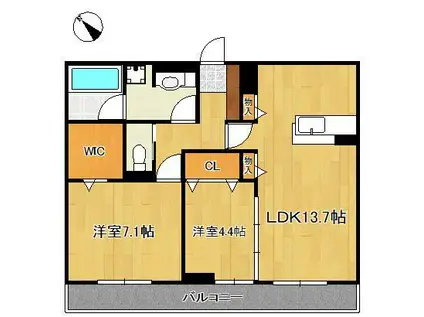 プレステージⅣ(2LDK/2階)の間取り写真