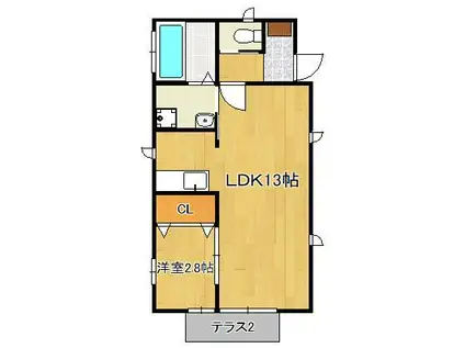サヤンテラス水巻 A1(1LDK/1階)の間取り写真