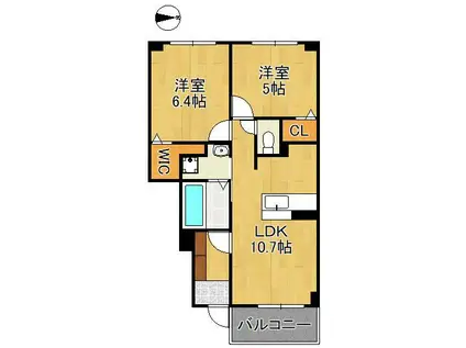 ジェイ・ヴィルタス7(2LDK/1階)の間取り写真