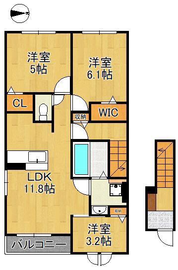 ジェイ・ヴィルタス7(3LDK/2階)の間取り写真