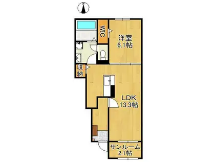 ジェイ・ヴィルタス6(1LDK/1階)の間取り写真