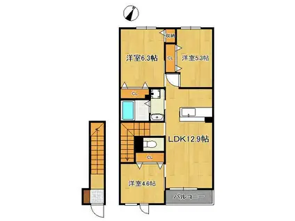 キャンファマンションⅥ(3LDK/2階)の間取り写真