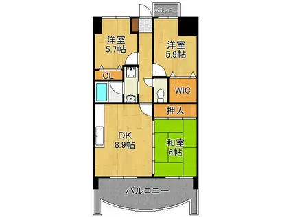 オロマーレ折尾南Ⅰ(3DK/10階)の間取り写真