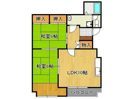 メゾン菊栄Ⅱ(2LDK/3階)の間取り写真