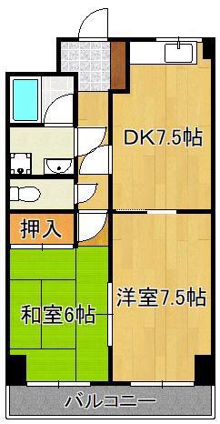 フォーレスト本城1(2DK/2階)の間取り写真
