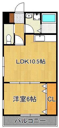 エルソル学研台(1LDK/2階)の間取り写真