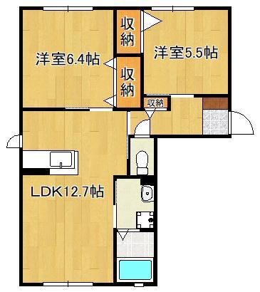 シャーメゾンかきつばた(2LDK/1階)の間取り写真