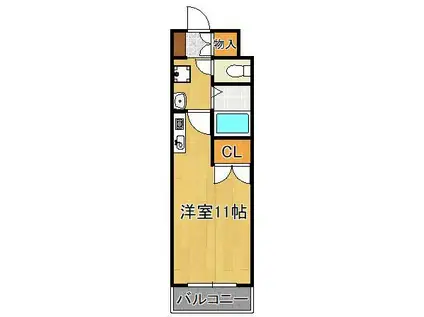 オークランドアサート折尾(ワンルーム/3階)の間取り写真