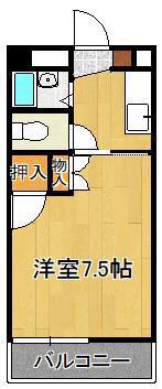 プレアール大浦(1K/2階)の間取り写真