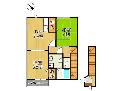 ガーデンハイム今古賀(2DK/2階)の間取り写真